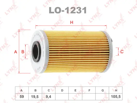 LO-1231 LYNXAUTO Масляный фильтр (фото 2)