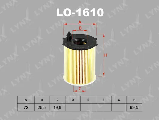 LO-1610 LYNXAUTO Масляный фильтр (фото 2)