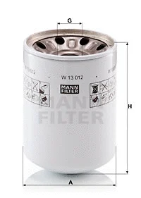 W 13 012 MANN Фильтр, система рабочей гидравлики (фото 1)