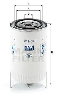 W 940/41 MANN Фильтр, система рабочей гидравлики (фото 1)