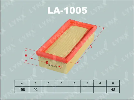 LA-1005 LYNXAUTO Воздушный фильтр (фото 1)