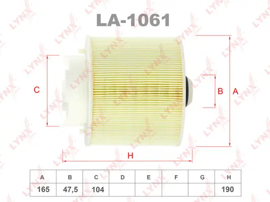 LA-1061 LYNXAUTO Воздушный фильтр (фото 1)