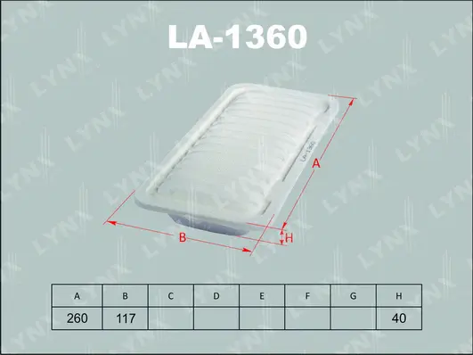 LA-1360 LYNXAUTO Воздушный фильтр (фото 1)