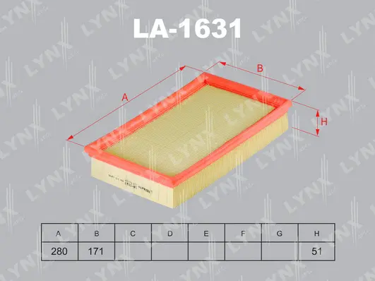 LA-1631 LYNXAUTO Воздушный фильтр (фото 1)