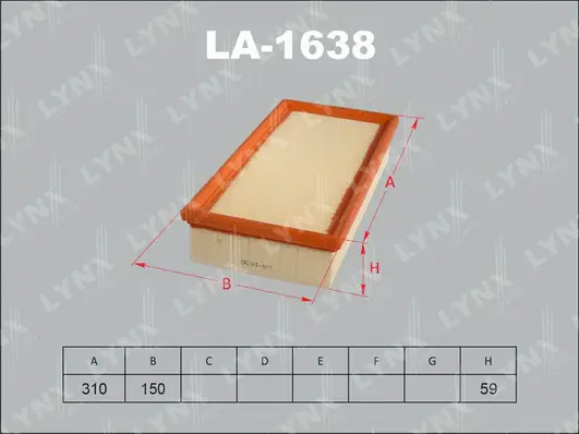 LA-1638 LYNXAUTO Воздушный фильтр (фото 1)