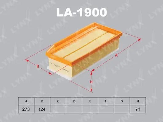 LA-1900 LYNXAUTO Воздушный фильтр (фото 1)