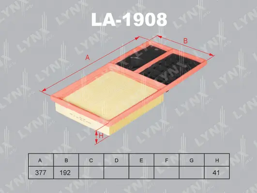 LA-1908 LYNXAUTO Воздушный фильтр (фото 1)