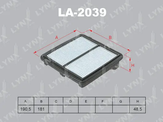 LA-2039 LYNXAUTO Воздушный фильтр (фото 1)