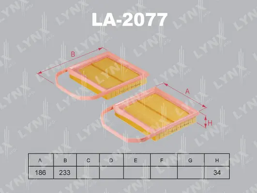 LA-2077 LYNXAUTO Воздушный фильтр (фото 1)