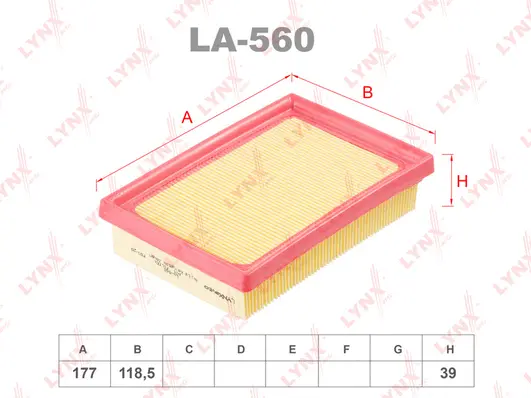 LA-560 LYNXAUTO Воздушный фильтр (фото 1)