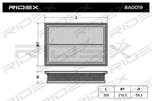 8A0019 RIDEX Воздушный фильтр (фото 2)