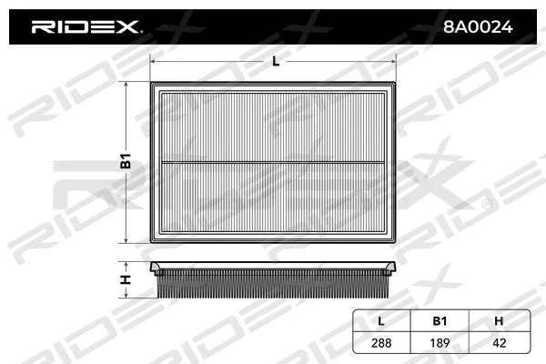 8A0024 RIDEX Воздушный фильтр (фото 1)