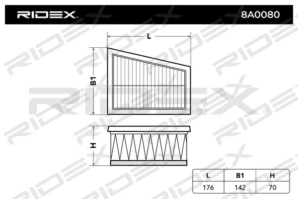 8A0080 RIDEX Воздушный фильтр (фото 2)