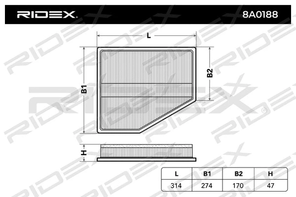 8A0188 RIDEX Воздушный фильтр (фото 2)