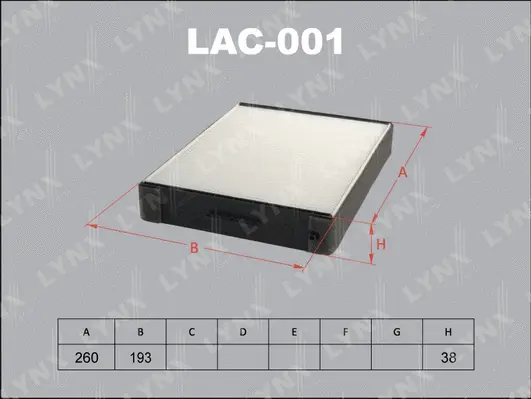 LAC-001 LYNXAUTO Фильтр, воздух во внутренном пространстве (фото 1)