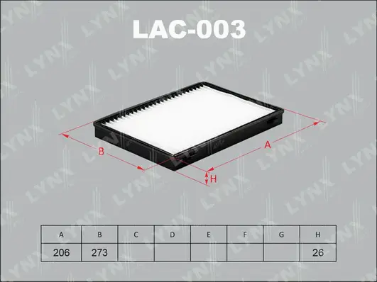 LAC-003 LYNXAUTO Фильтр, воздух во внутренном пространстве (фото 1)