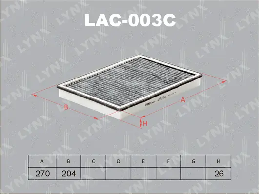 LAC-003C LYNXAUTO Фильтр, воздух во внутренном пространстве (фото 1)