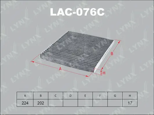 LAC-076C LYNXAUTO Фильтр, воздух во внутренном пространстве (фото 1)