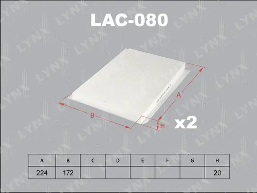 LAC-080 LYNXAUTO Фильтр, воздух во внутренном пространстве (фото 1)