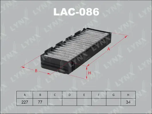 LAC-086 LYNXAUTO Фильтр, воздух во внутренном пространстве (фото 1)