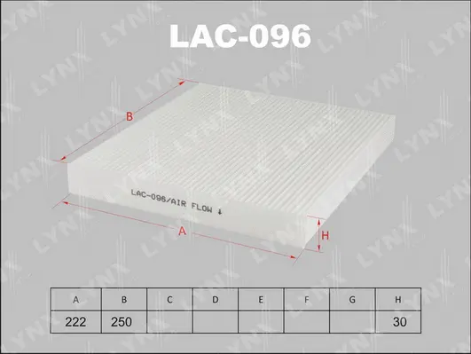 LAC-096 LYNXAUTO Фильтр, воздух во внутренном пространстве (фото 1)