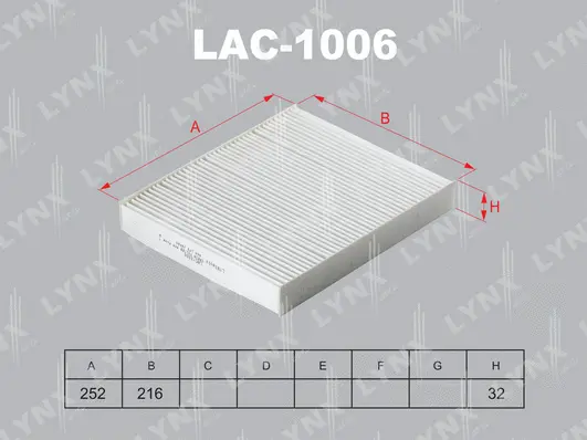 LAC-1006 LYNXAUTO Фильтр, воздух во внутренном пространстве (фото 1)