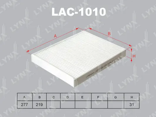 LAC-1010 LYNXAUTO Фильтр, воздух во внутренном пространстве (фото 1)