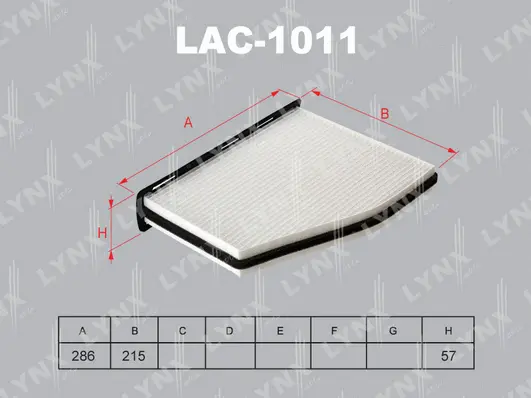 LAC-1011 LYNXAUTO Фильтр, воздух во внутренном пространстве (фото 1)