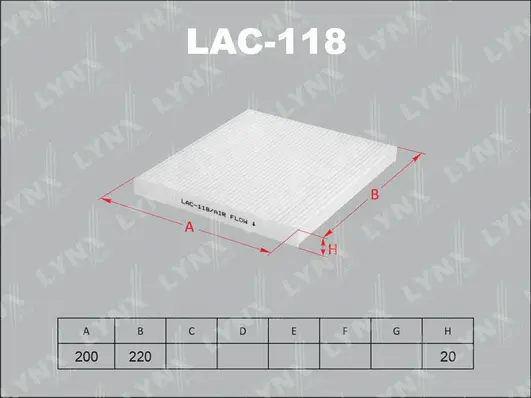 LAC-118 LYNXAUTO Фильтр, воздух во внутренном пространстве (фото 1)