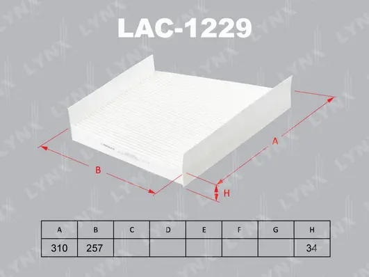 LAC-1229 LYNXAUTO Фильтр, воздух во внутренном пространстве (фото 1)