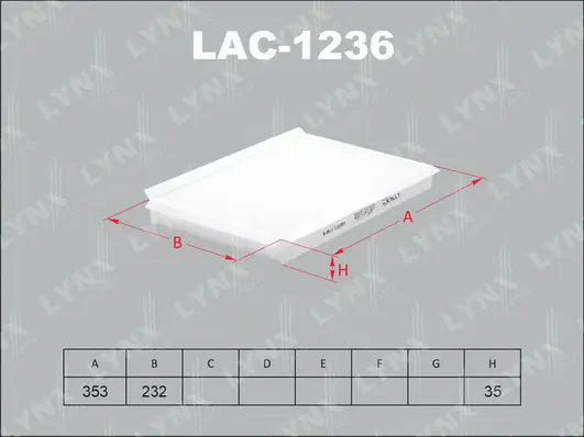 LAC-1236 LYNXAUTO Фильтр, воздух во внутренном пространстве (фото 1)