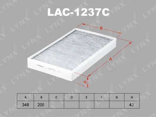 LAC-1237C LYNXAUTO Фильтр, воздух во внутренном пространстве (фото 1)