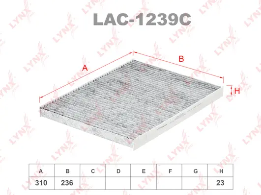 LAC-1239C LYNXAUTO Фильтр, воздух во внутренном пространстве (фото 1)