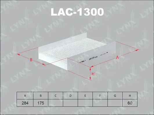 LAC-1300 LYNXAUTO Фильтр, воздух во внутренном пространстве (фото 1)