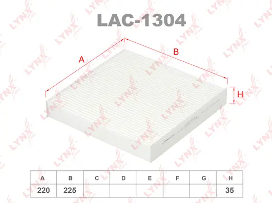 LAC-1304 LYNXAUTO Фильтр, воздух во внутренном пространстве (фото 1)