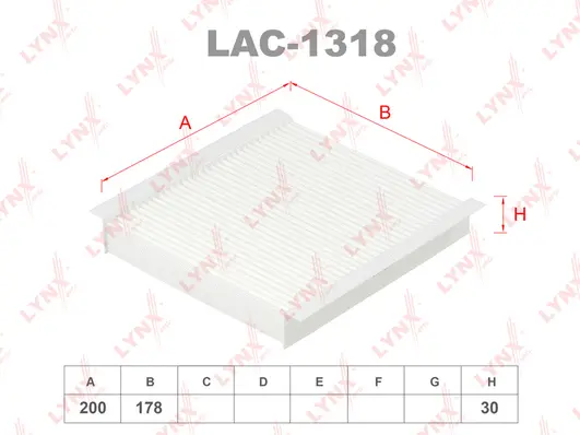 LAC-1318 LYNXAUTO Фильтр, воздух во внутренном пространстве (фото 1)