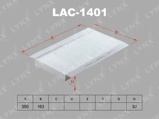 LAC-1401 LYNXAUTO Фильтр, воздух во внутренном пространстве (фото 1)