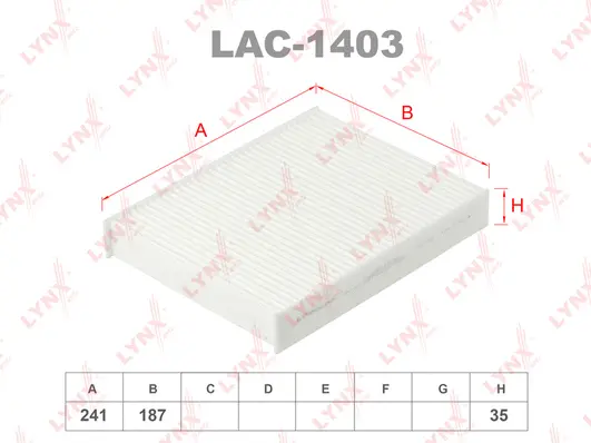 LAC-1403 LYNXAUTO Фильтр, воздух во внутренном пространстве (фото 1)