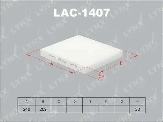 LAC-1407 LYNXAUTO Фильтр, воздух во внутренном пространстве (фото 1)