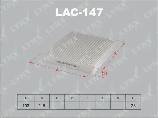 LAC-147 LYNXAUTO Фильтр, воздух во внутренном пространстве (фото 1)