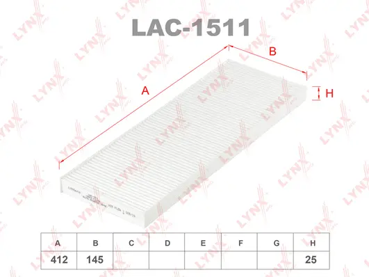 LAC-1511 LYNXAUTO Фильтр, воздух во внутренном пространстве (фото 1)