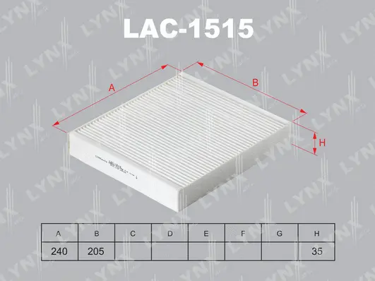 LAC-1515 LYNXAUTO Фильтр, воздух во внутренном пространстве (фото 1)