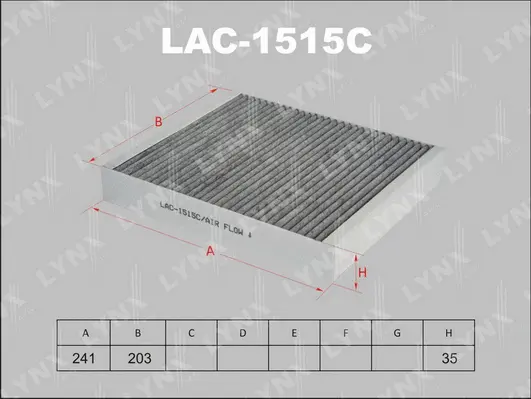 LAC-1515C LYNXAUTO Фильтр, воздух во внутренном пространстве (фото 1)
