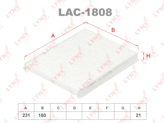 LAC-1808 LYNXAUTO Фильтр, воздух во внутренном пространстве (фото 1)