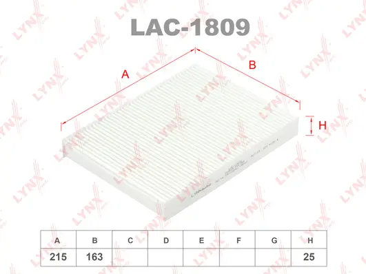 LAC-1809 LYNXAUTO Фильтр, воздух во внутренном пространстве (фото 1)