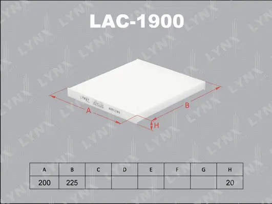 LAC-1900 LYNXAUTO Фильтр, воздух во внутренном пространстве (фото 1)