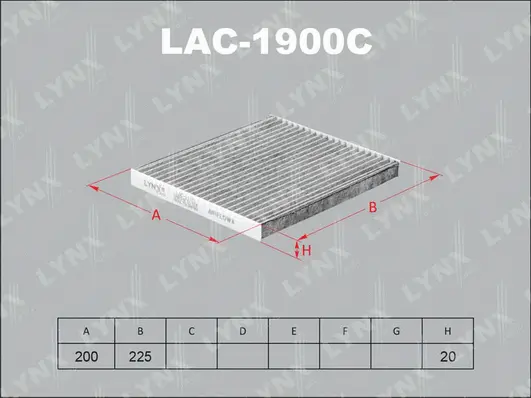 LAC-1900C LYNXAUTO Фильтр, воздух во внутренном пространстве (фото 1)