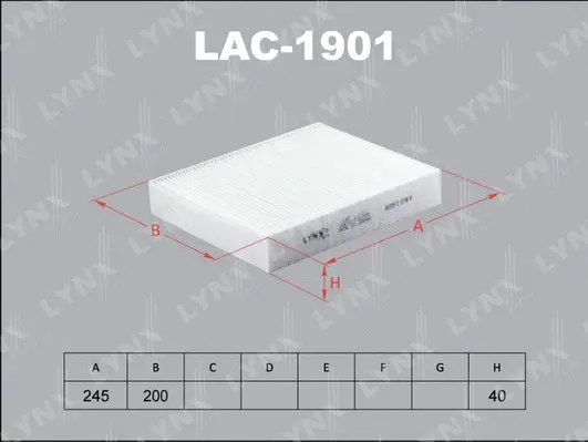 LAC-1901 LYNXAUTO Фильтр, воздух во внутренном пространстве (фото 1)
