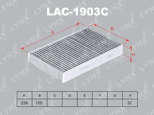 LAC-1903C LYNXAUTO Фильтр, воздух во внутренном пространстве (фото 1)