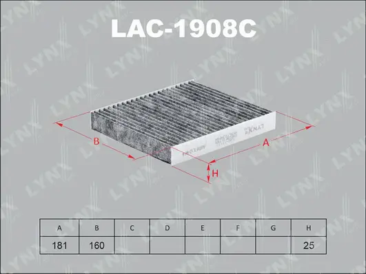 LAC-1908C LYNXAUTO Фильтр, воздух во внутренном пространстве (фото 1)